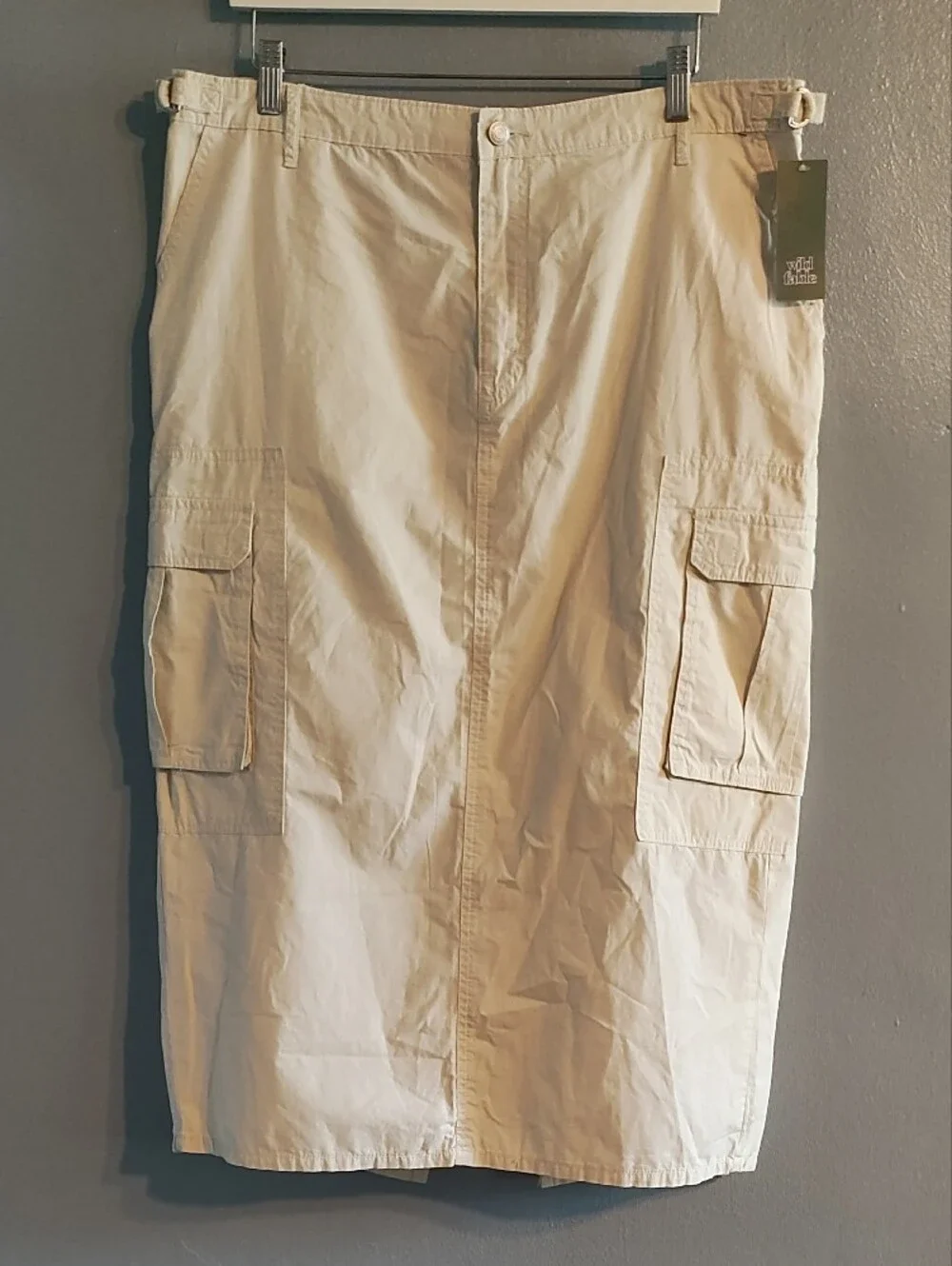 wild fable Cream Cargo Midi Skirt - Utility Pocket Pencil